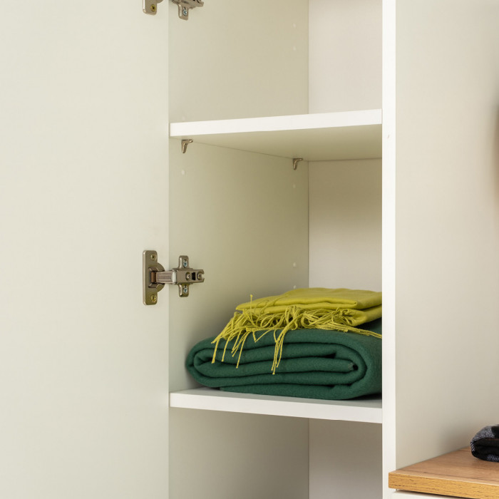 Октава Прихожая 42, белый шагрень/дуб крафт золотой/фасады МДФ белый шагрень