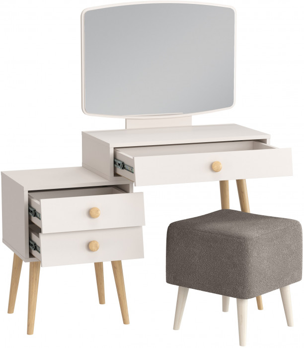 Афина Спальня 4-25901М1к.с. Трюмо + Банкетка 6-5133ТКВсерый Куби, кашемир серый/ткань серая