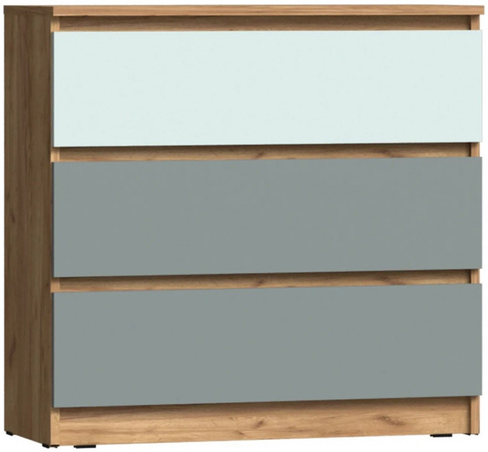 Челси Color Комод 3 ящика (800) (Слоновая кость/Глиняный серый/Дуб крафт)