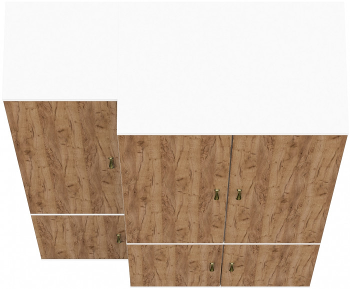 Лидер-8 Модуль Пенал МД 22Б + Шкаф МД 19Б, белый шагрень/крафт золото