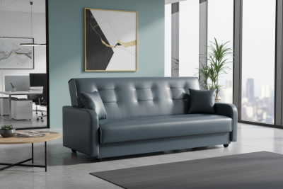 Диван-книжка Аккорд, 120х190, экокожа серая