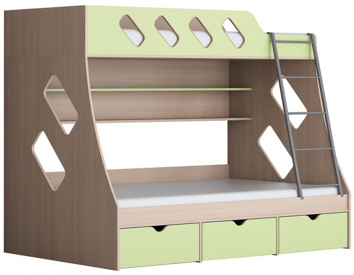 Дельта-20.01 Детская двухъярусная кровать с лестницей (Кремовый, Белый)