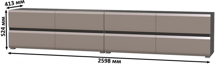 Сидней 13.63 + 13.63 Тумба под ТВ, корпус: антрацит/фасады: МДФ веллюто капучино