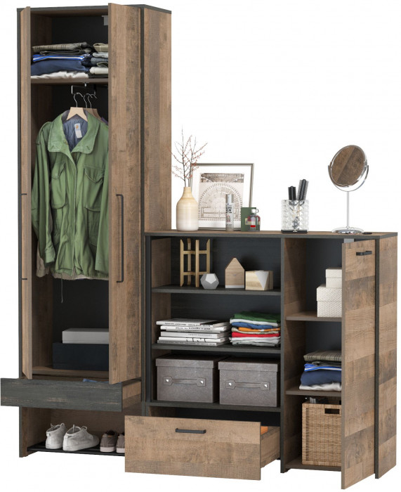 Трувор 13.328.02 Шкаф для одежды + 13.307.01 Комод, дуб гранж песочный/интра