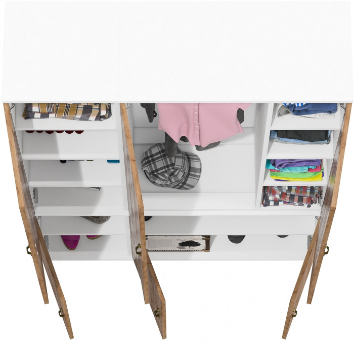 Лидер-8 Модуль Пенал МД 22Б + Шкаф МД 20Б, белый шагрень/крафт золото