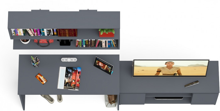 Мори письменный стол МСП1200.1 + Тумба МТВ1200.1 + Полка 1200, графит