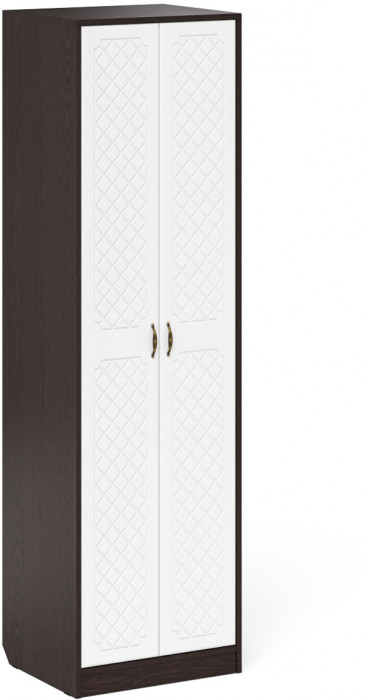 Прихожая П-6 Шкаф, венге/фасады МДФ белое дерево фрезеровка ромб