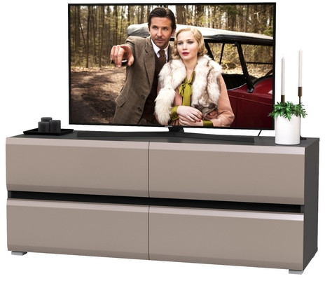 Сидней 13.63 Тумба под ТВ, корпус антрацит/фасады: МДФ веллюто капучино