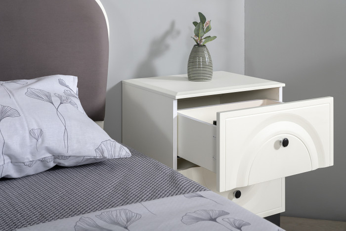 Валенсия Спальня 13.291 Тумба прикроватная, ЛДСП белый шагрень/МДФ белый шагрень