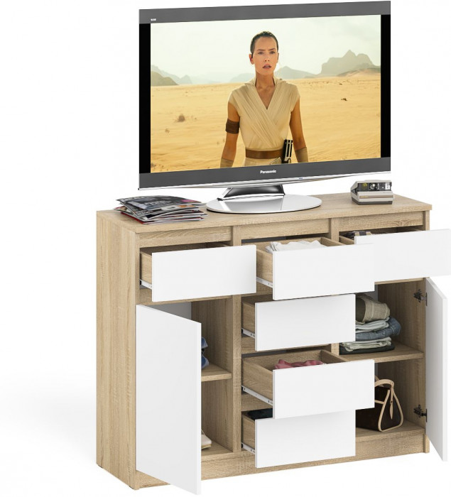 Мори Комод МК1200.4, дуб сонома/белый