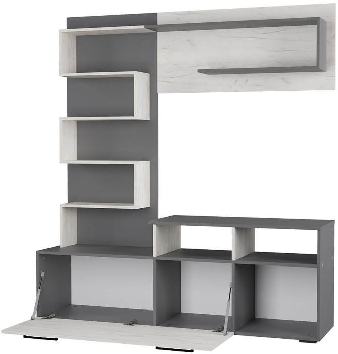 Гостиная "Евро" Графит/Дуб крафт белый