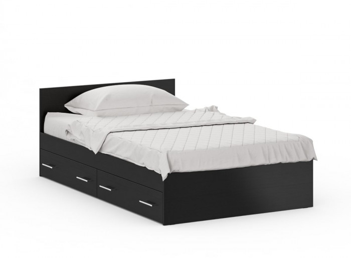 Кровать с ящиками 1200 + Пенал Стандарт, цвет венге, ШхГхВ 123,5х203,5х70 + 45х52х200 см., сп.м. 1200х2000 мм., без матраса, основание есть