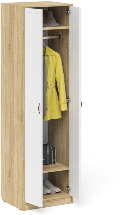 Прихожая П-6 Шкаф, дуб сонома/фасады МДФ белое дерево фрезеровка прованс