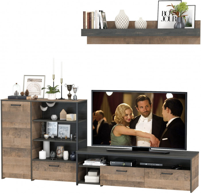 Трувор 13.70 Тумба под ТВ + 13.307.01 Комод + 15.60 Полка, дуб гранж песочный/интра