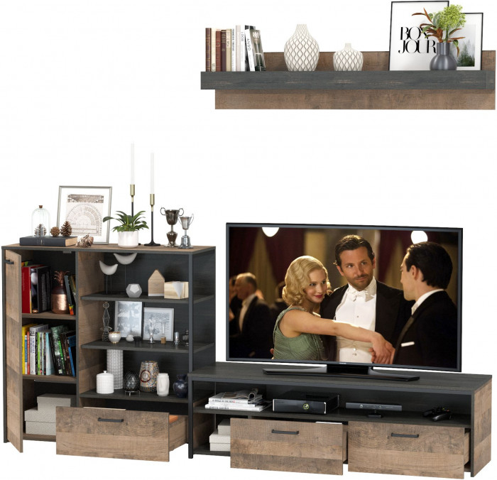 Трувор 13.70 Тумба под ТВ + 13.307.01 Комод + 15.60 Полка, дуб гранж песочный/интра