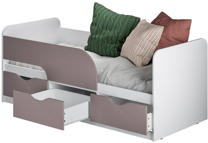 Кровать детская Стандарт КР-22 НЕВ, Белый, Розовый