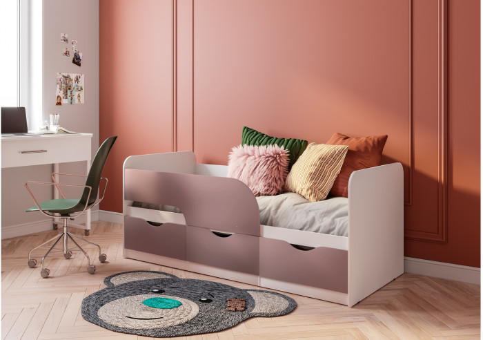 Кровать детская Стандарт КР-22 НЕВ, Белый, Розовый