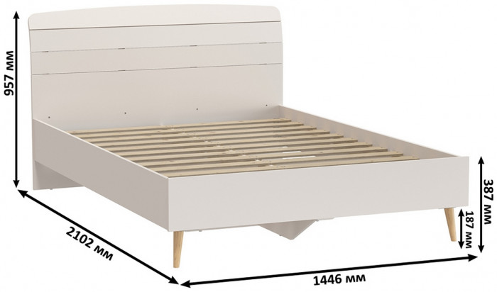Афина Спальня 30-1400, цвет кашемир серый, сп.м. 1400х2000 мм., б/м, основание есть - фанера