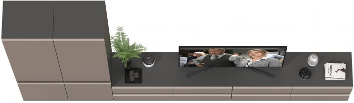 Сидней Комплектация № 128, цвет корпус: антрацит/фасады: МДФ веллюто капучино, ШхГхВ 359,8х41,3х205,2 см., универсальня сборка