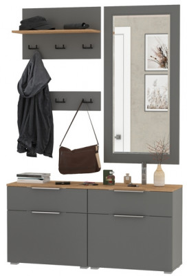 Октава Прихожая 40, цвет серый графит/дуб крафт золотой/фасады МДФ серый графит, ШхГхВ 129,8х35,4х197 см., универсальная сборка