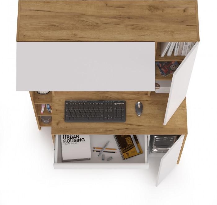 компьютерный стол Комфорт 12.71, дуб золотой/белый