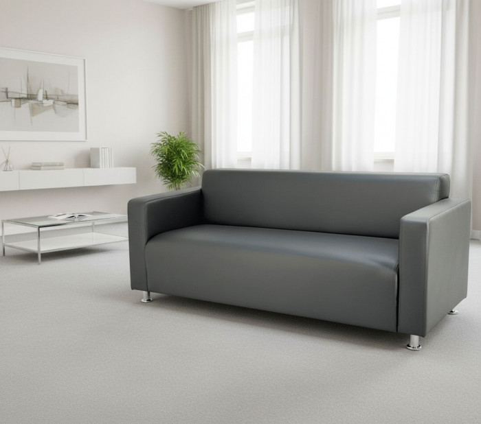 Диван прямой Томи, 160х78х75 см, экокожа темно-серый