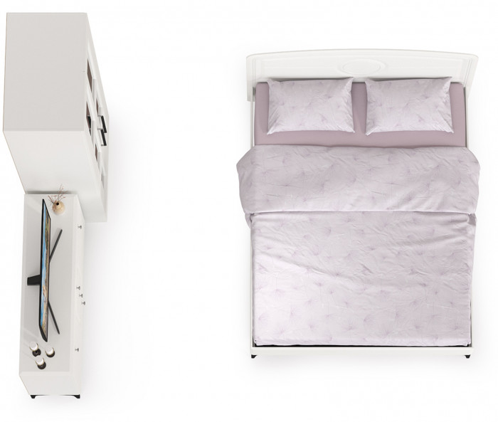 Валенсия Спальня № 17, цвет ЛДСП белый шагрень/МДФ белый шагрень, ортопед есть, сп. м. 1600х2000 мм., б/м