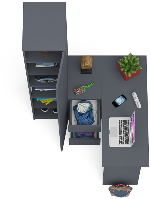 Мори компьютерный стол МС-16 левый + Пенал МШ400.1, графит