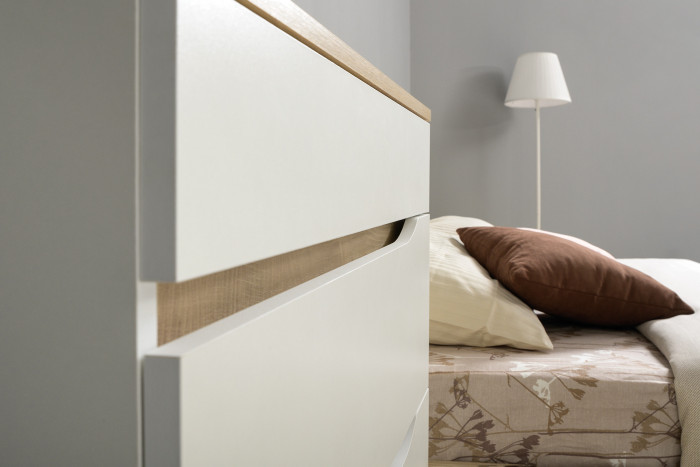 Муссон 13.198 Шкаф двухстворчатый + 13.97 Комод, белый/дуб эндгрейн элегантный