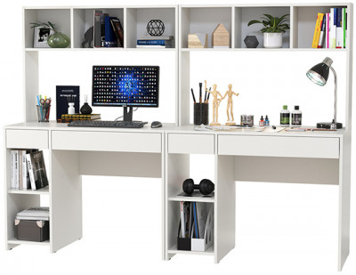 компьютерный стол Комфорт 12.77F + компьютерный стол Комфорт 12.77F, белый шагрень