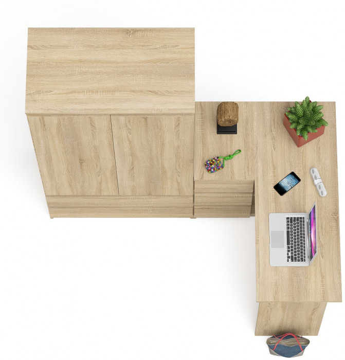 Мори компьютерный стол МС-16 левый + Шкаф МШ900.1, дуб сонома