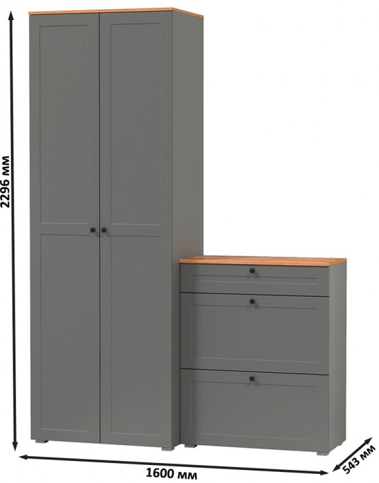 Остин Прихожая 05, серый графит/дуб крафт золотой