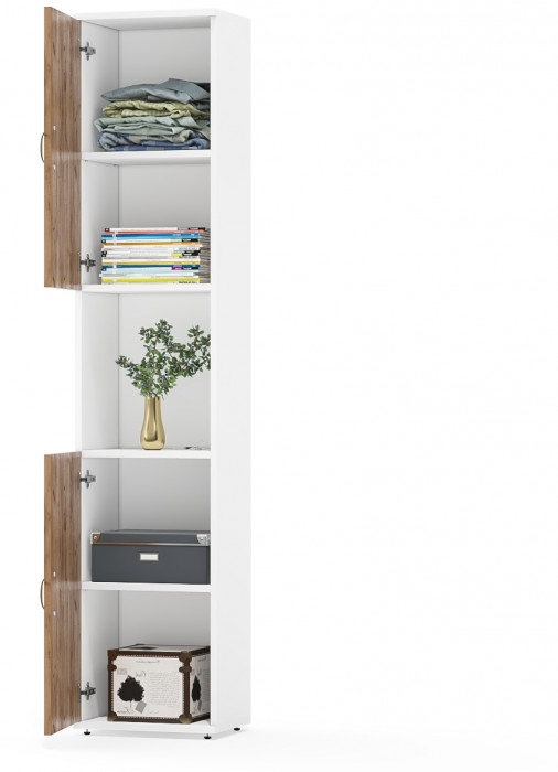 Лидер-8 Модуль Пенал, белый шагрень/крафт золото