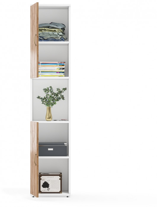 Лидер-8 Модуль Пенал, белый шагрень/крафт золото