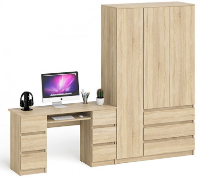Мори компьютерный стол МС-2 + Шкаф МШ1200.1, дуб сонома