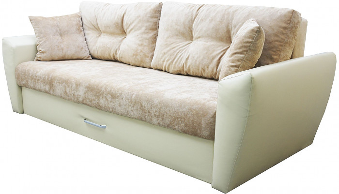 Диван-кровать Амстердам Люкс, 160х195, еврокнижка, пружинный блок, велюр/экокожа, бежевый