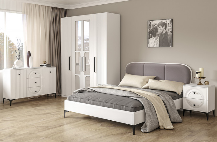 Валенсия Спальня 13.309 Комод, ЛДСП белый шагрень/МДФ белый шагрень