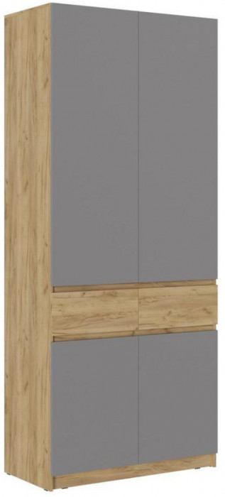 Шкаф двухстворчатый (Крафт белый, Графит)