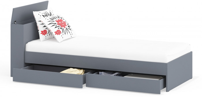 Ксения Кровать с ящиками 0900, графит