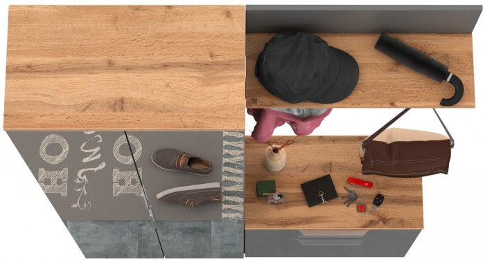 Октава Прихожая 12, серый графит/дуб крафт золотой/фасады МДФ серый графит