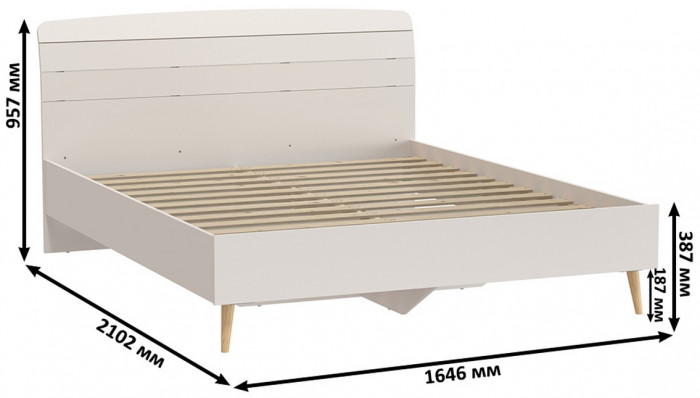 Афина Спальня 31-1600, цвет кашемир серый, сп.м. 1600х2000 мм., б/м, основание есть - фанера