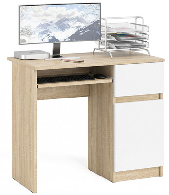 Мори Стол компьютерный МС-1 правый, цвет дуб сонома/белый, ШхГхВ 90х50х76,6 см., выдвижной ящик справа, НЕ универсальная сборка