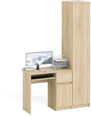 Мори компьютерный стол МС-1 правый + Пенал МШ400.1, дуб сонома