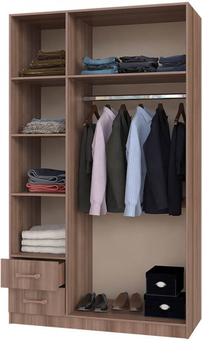 Шкаф 3-х ств.с ящиками (1290х2100х560) венге/лоредо