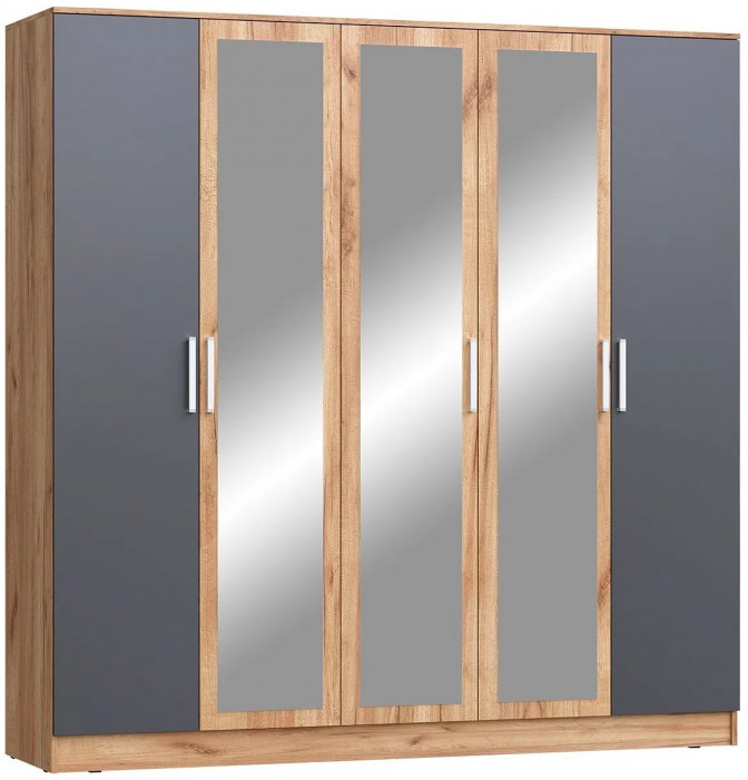 Мартина Шкаф для одежды 5-дверный (Белый глянец, Дуб Сонома)