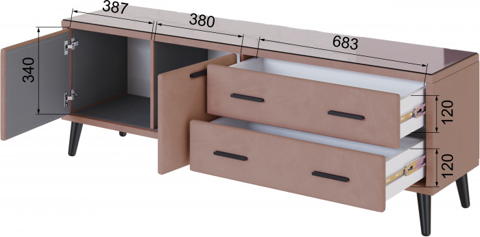 Тумба ТВ интерьерная Виго 1,6 пыльная роза