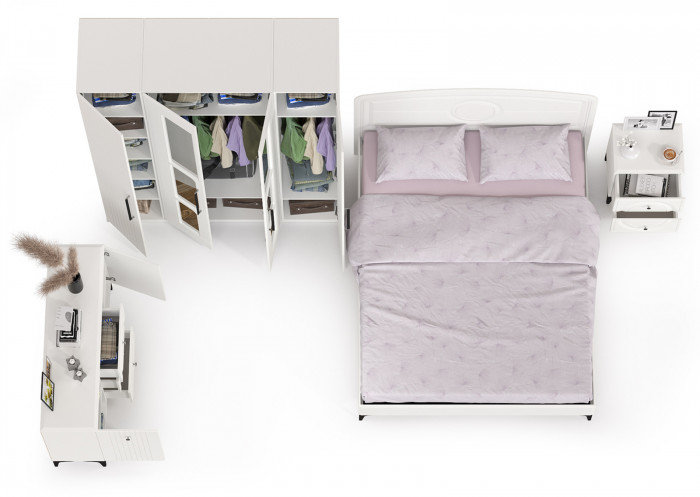 Валенсия Спальня № 31, цвет ЛДСП белый шагрень/МДФ белый шагрень, ортопед есть, сп. м. 1600х2000 мм., б/м