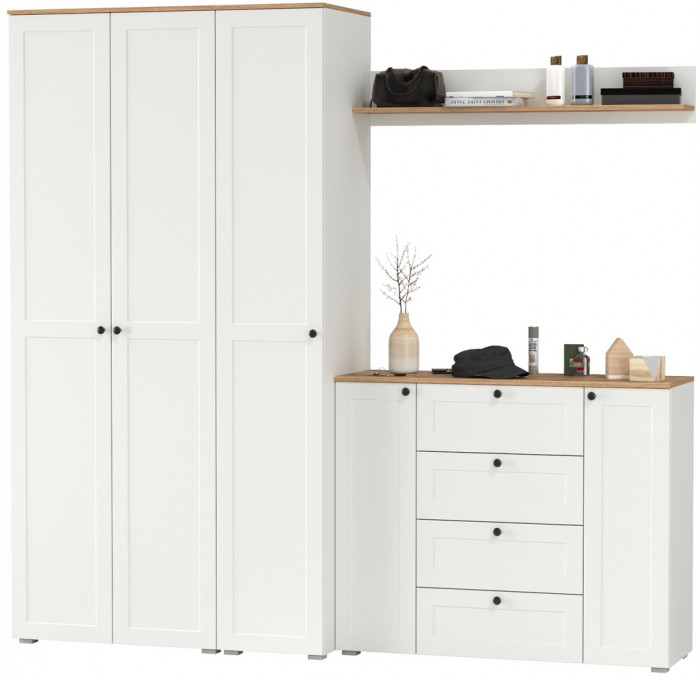 Остин Прихожая 75, белый шагрень/дуб крафт золотой