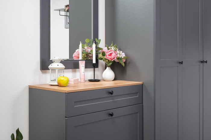 Остин Прихожая 46, цвет серый графит/дуб крафт золотой, ШхГхВ 240х54,3х229,6 см., универсальная сборка