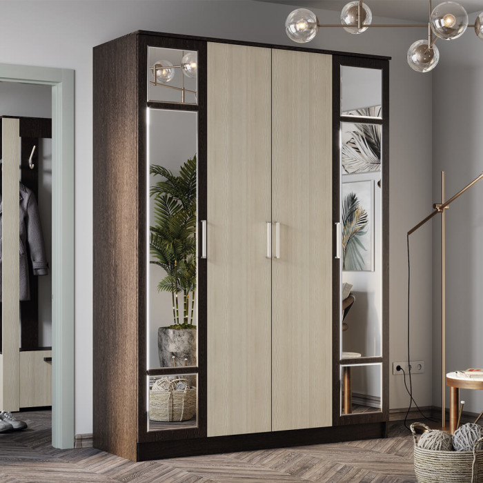 "Фиеста" шкаф 4-х створчатый НЕВ с зеркалами венге/лоредо